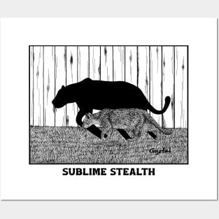 Sublime Stealth of a House Panther - clever cat drawing Posters and Art